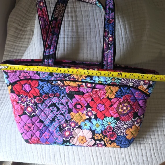 Vera Bradley Lg Colorful Floral Tote Bag Colorful Boho Cotton Purse - Picture 3 of 4